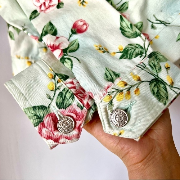 Y2K Vintage Vittadini Floral Button Down Jacket with Floral Short Sleeves Shirt - Picture 6 of 11
